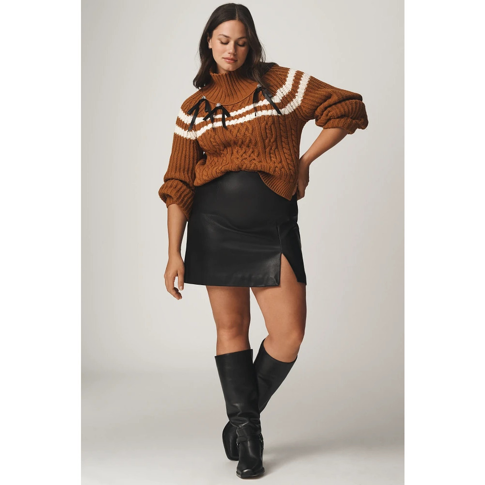 Maeve Turtleneck Balloon-Sleeve Bow Sweater 2x NWT